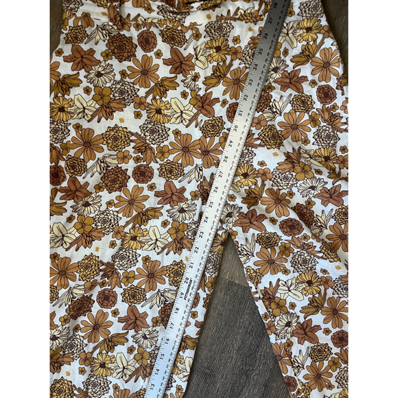 Women's Rachel Zoe Wide Leg Pants L White Brown Floral - Picture 2 of 6